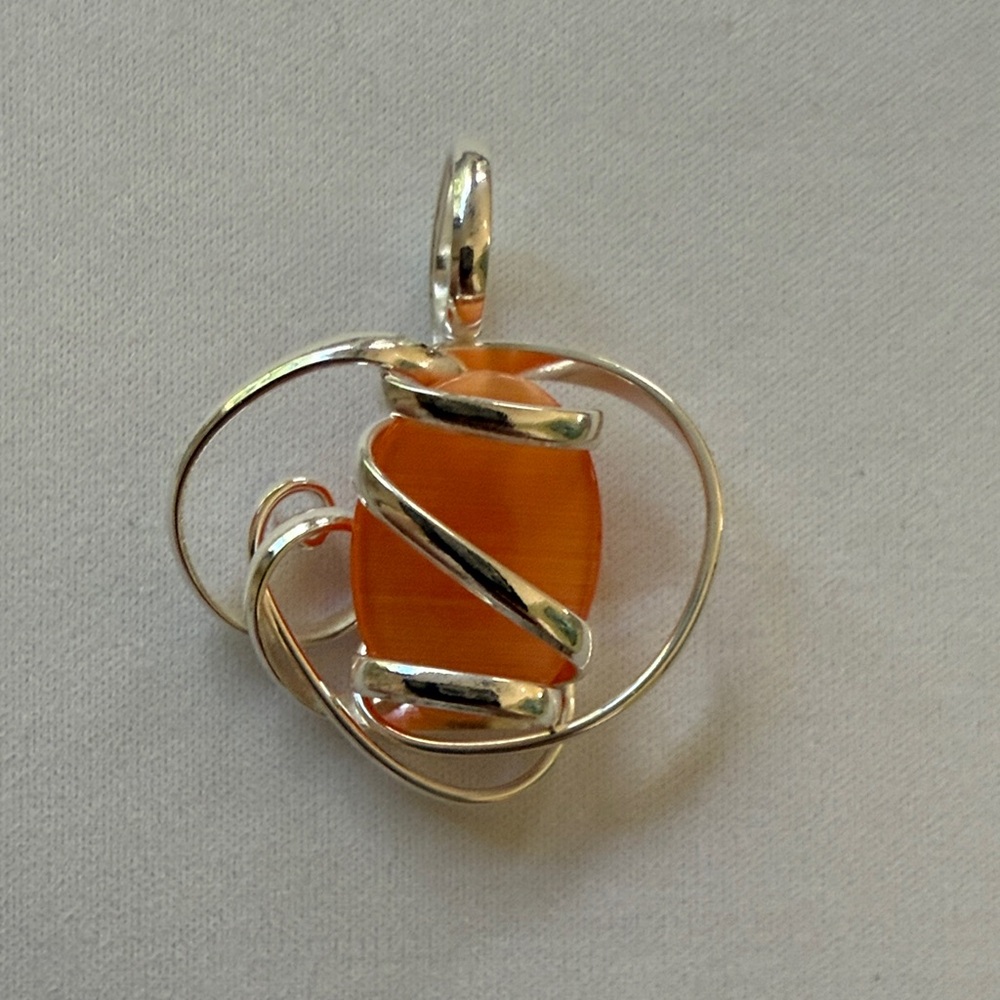 Elegant Silver and Orange Pendant